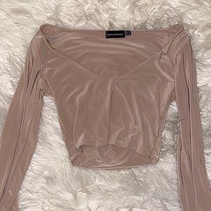 NWOT nude long sleeve crop top PLT